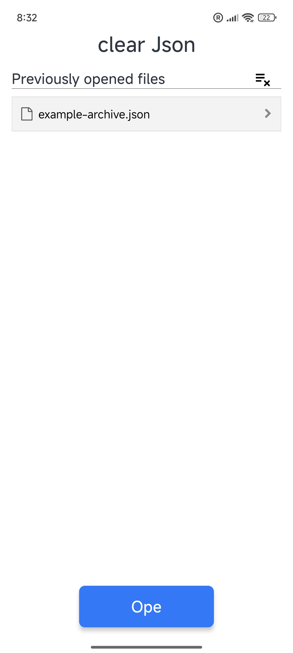 ClearJSON mobilalkalmazás előnézet